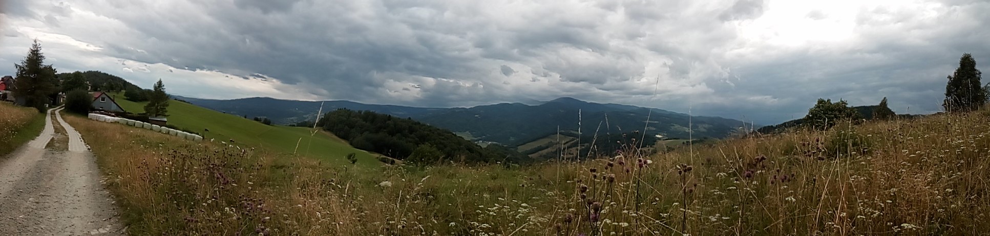 panoramą na pasmo Radziejowej