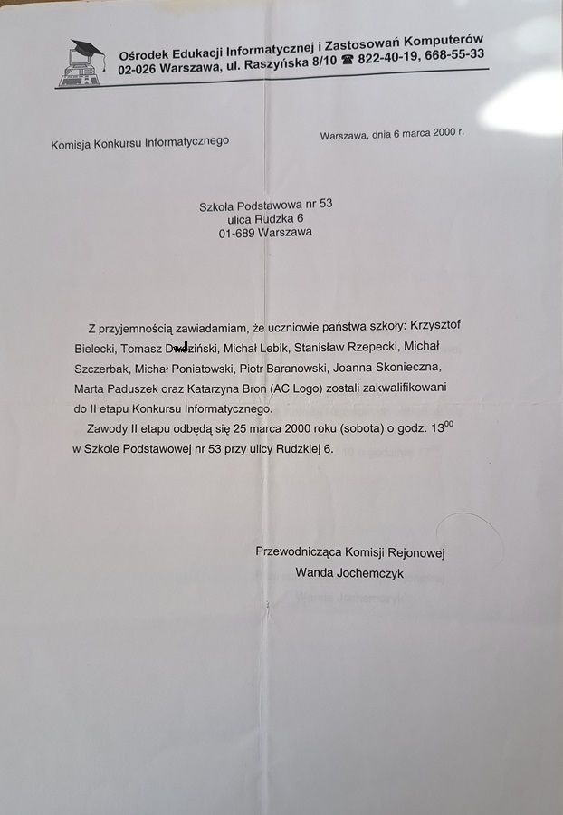 zaświadczenie II etap
